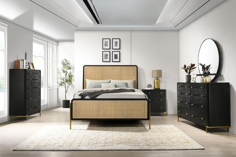 Arini 5-piece Eastern King Bedroom Set Black and Natural - 224330KE-S5