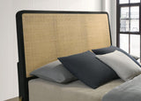 Arini Rattan California King Panel Bed Black and Natural - 224330KW