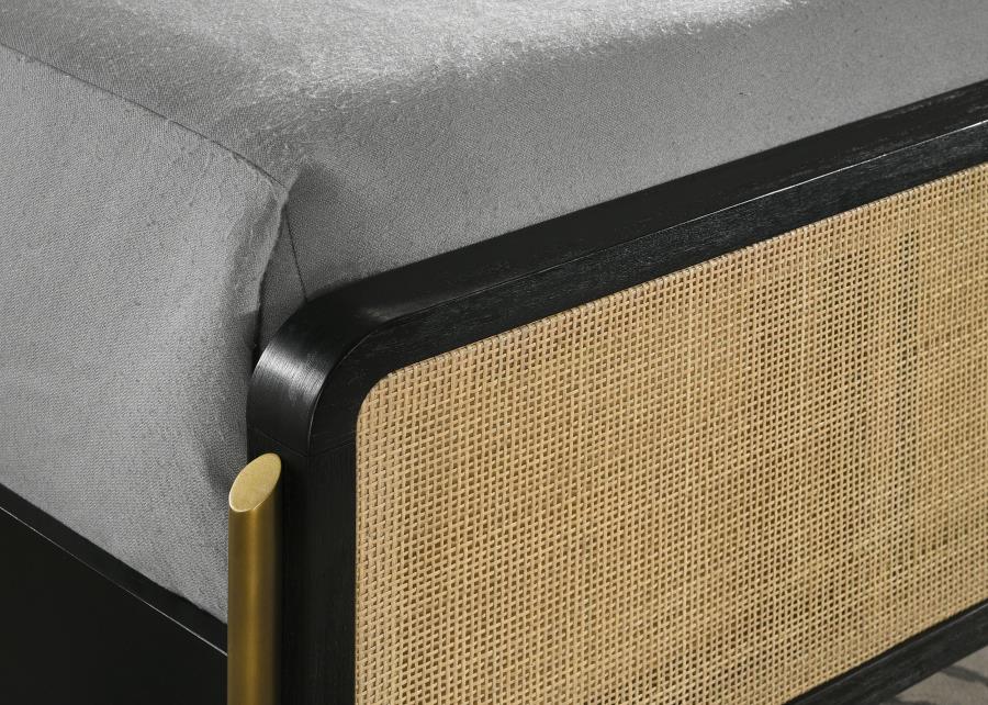 Arini Rattan California King Panel Bed Black and Natural - 224330KW
