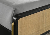 Arini Rattan Queen Panel Bed Black and Natural - 224330Q