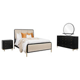 Arini 4-piece Eastern King Bedroom Set Cream and Black - 224331KECRM-S4