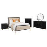 Arini 5-piece Eastern King Bedroom Set Cream and Black - 224331KECRM-S5