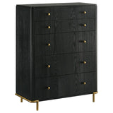 Arini 5-piece Eastern King Bedroom Set Cream and Black - 224331KECRM-S5