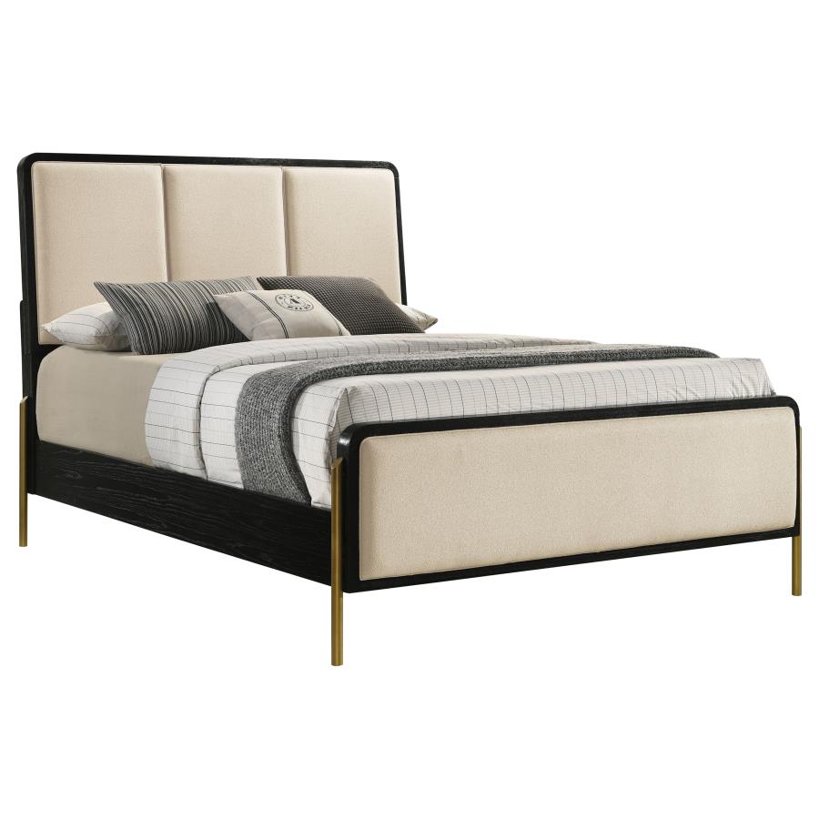 Arini 56-inch Eastern King Panel Bed Cream and Black - 224331KECRM