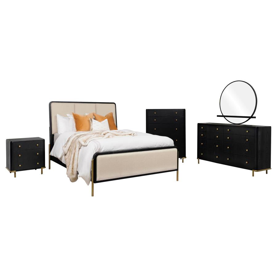 Arini 5-piece California King Bedroom Set Cream and Black - 224331KWCRM-S5