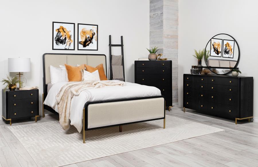 Arini 5-piece Queen Bedroom Set Cream and Black - 224331QCRM-S5