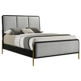 Arini Upholstered Queen Panel Bed Black and Grey - 224331Q