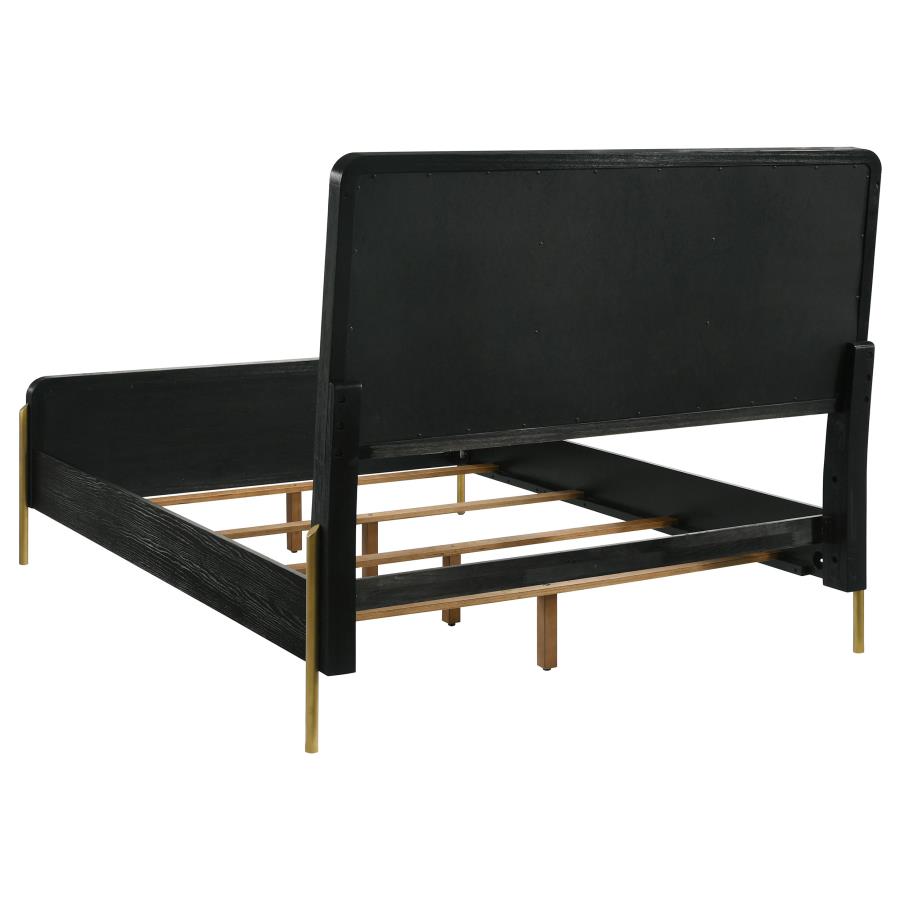 Arini Upholstered Queen Panel Bed Black and Grey - 224331Q