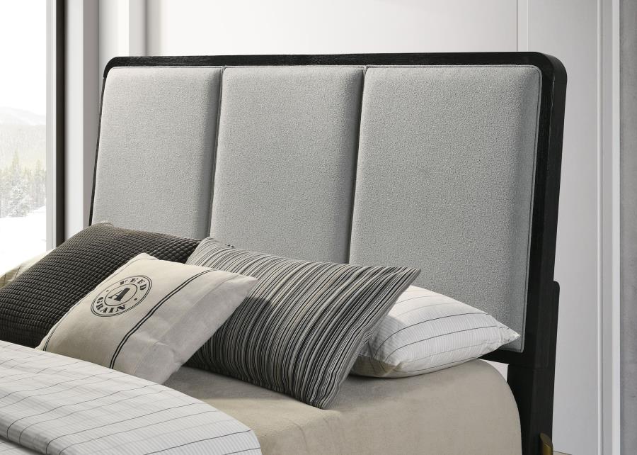 Arini Upholstered Queen Panel Bed Black and Grey - 224331Q