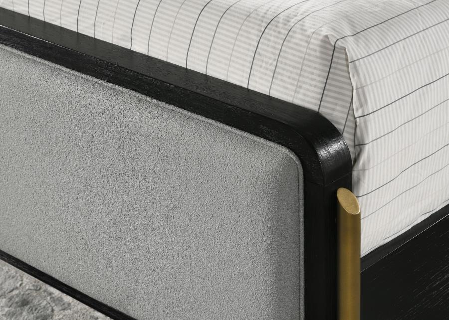 Arini Upholstered Queen Panel Bed Black and Grey - 224331Q