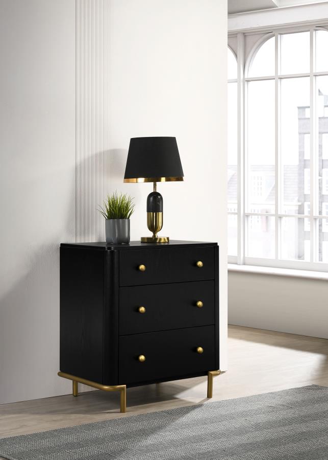 Arini 3-drawer Nightstand Black - 224332