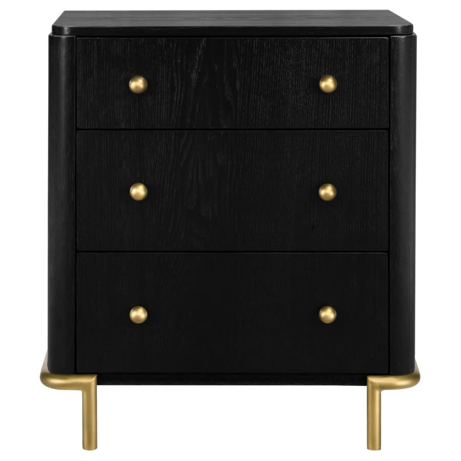 Arini 3-drawer Nightstand Black - 224332