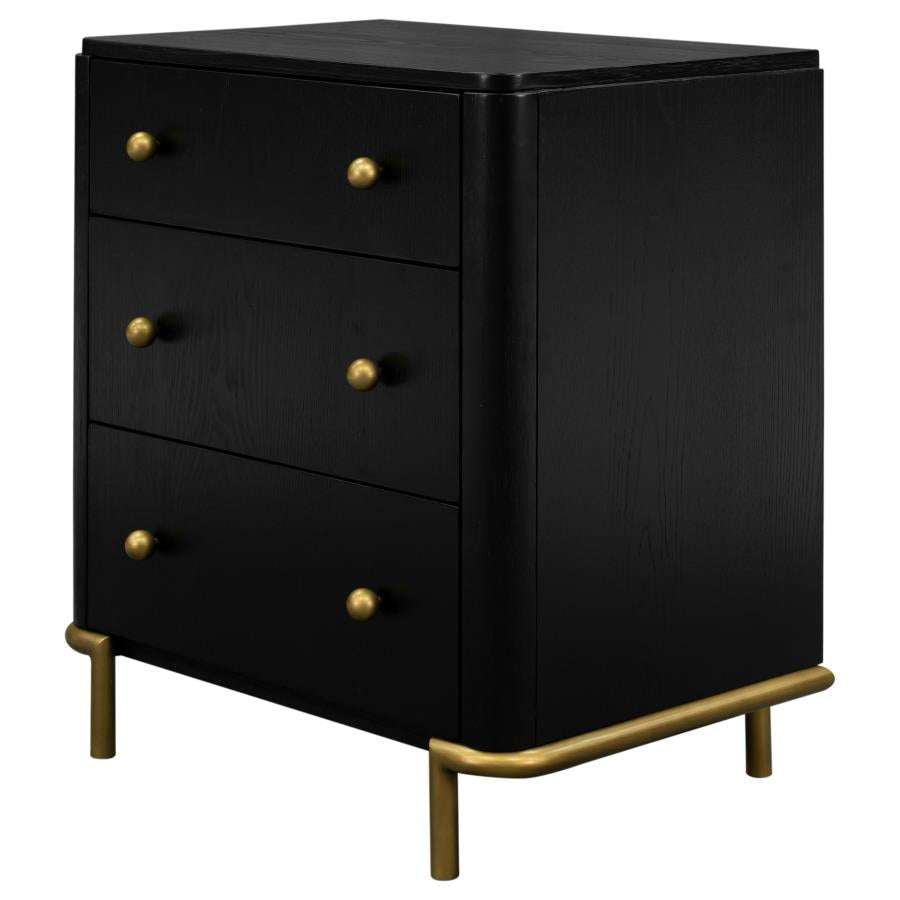 Arini 3-drawer Nightstand Black - 224332