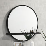 Arini Round Vanity Wall Mirror with Shelf Black - 224338
