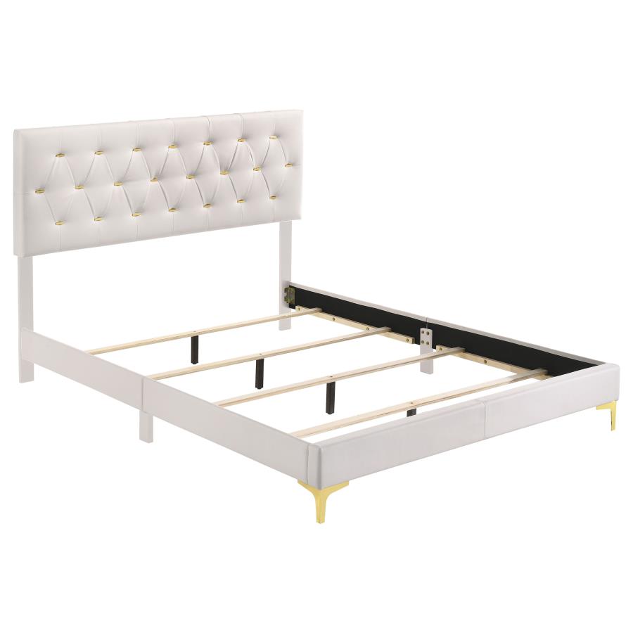 Kendall Upholstered California King Panel Bed White - 224401KW