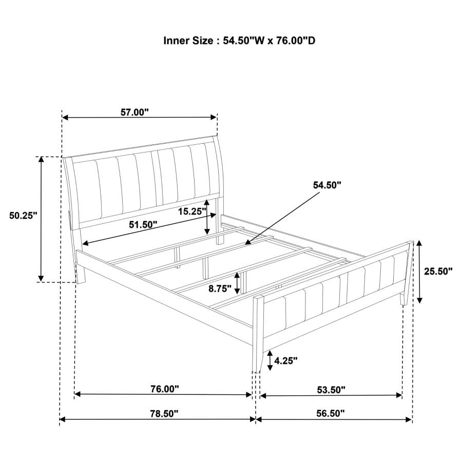 Wilkes 51-inch Upholstered Full Bed Dark Cocoa - 224421F