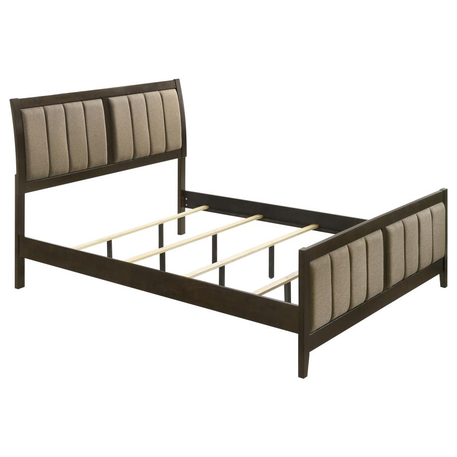 Wilkes 51-inch Upholstered Eastern King Bed Dark Cocoa - 224421KE