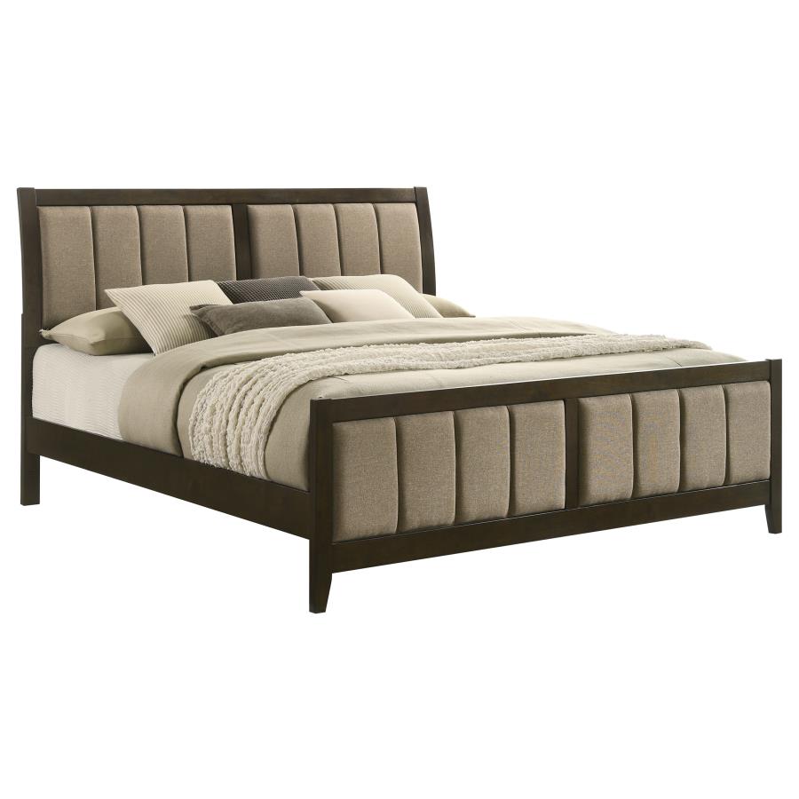 Wilkes 51-inch Upholstered Eastern King Bed Dark Cocoa - 224421KE