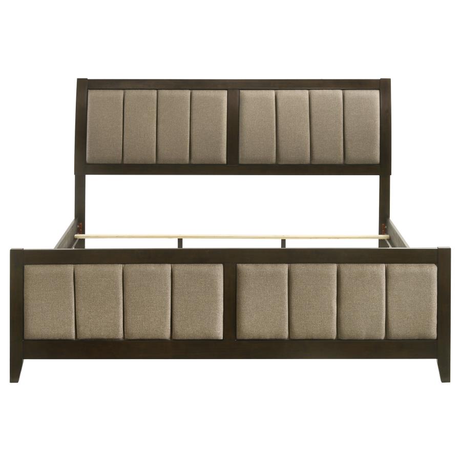 Wilkes 51-inch Upholstered Eastern King Bed Dark Cocoa - 224421KE