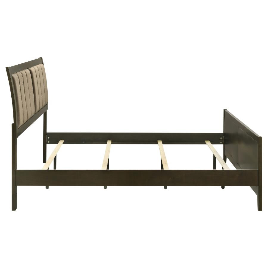 Wilkes 51-inch Upholstered Eastern King Bed Dark Cocoa - 224421KE