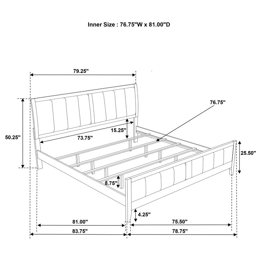 Wilkes 51-inch Upholstered Eastern King Bed Dark Cocoa - 224421KE