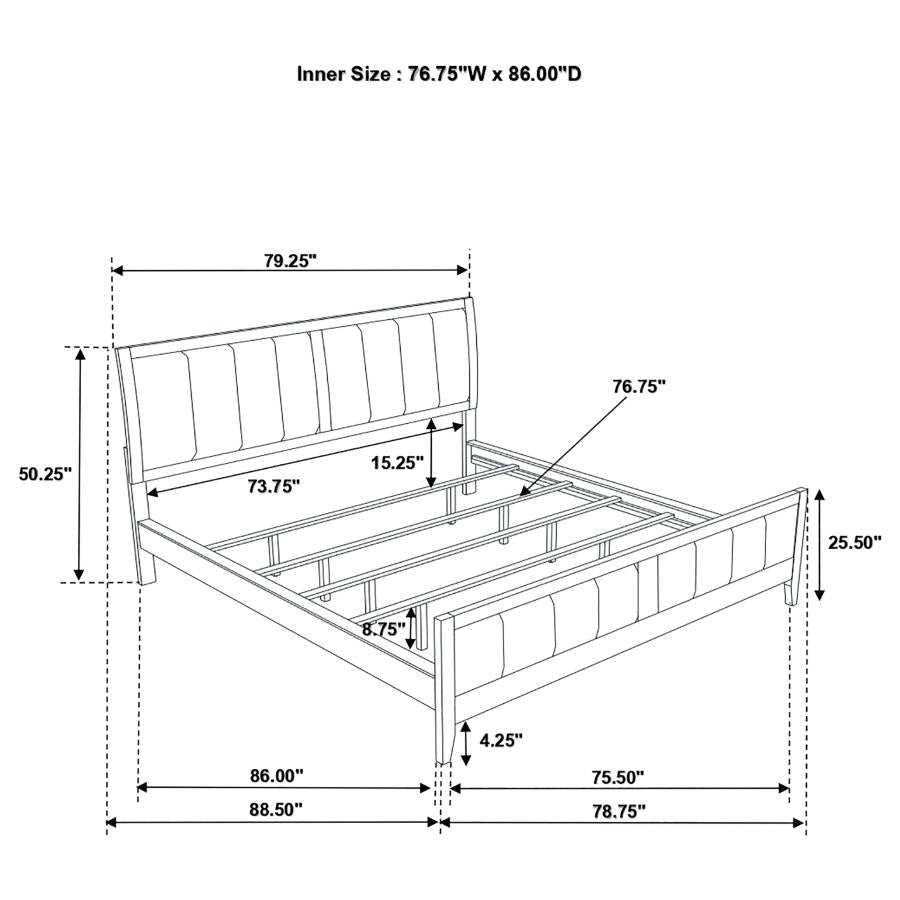 Wilkes 51-inch Upholstered California King Bed Dark Cocoa - 224421KW