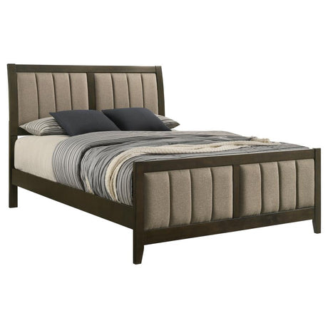Wilkes 51-inch Upholstered Queen Bed Dark Cocoa - 224421Q