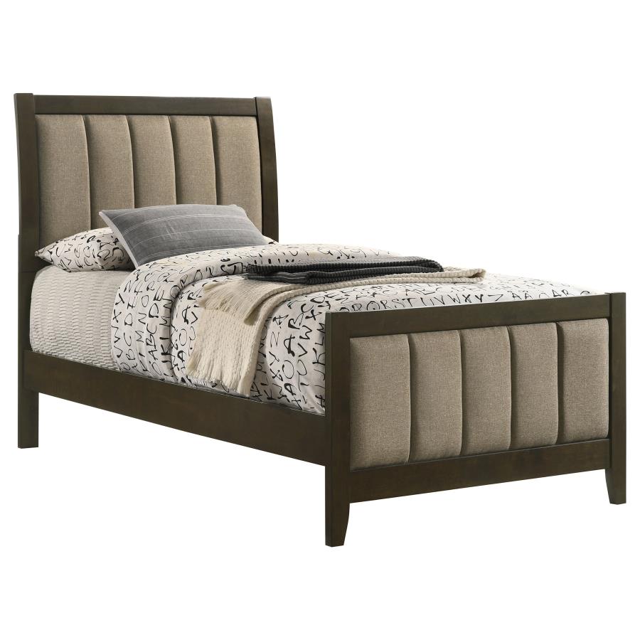 Wilkes 51-inch Upholstered Twin Bed Dark Cocoa - 224421T