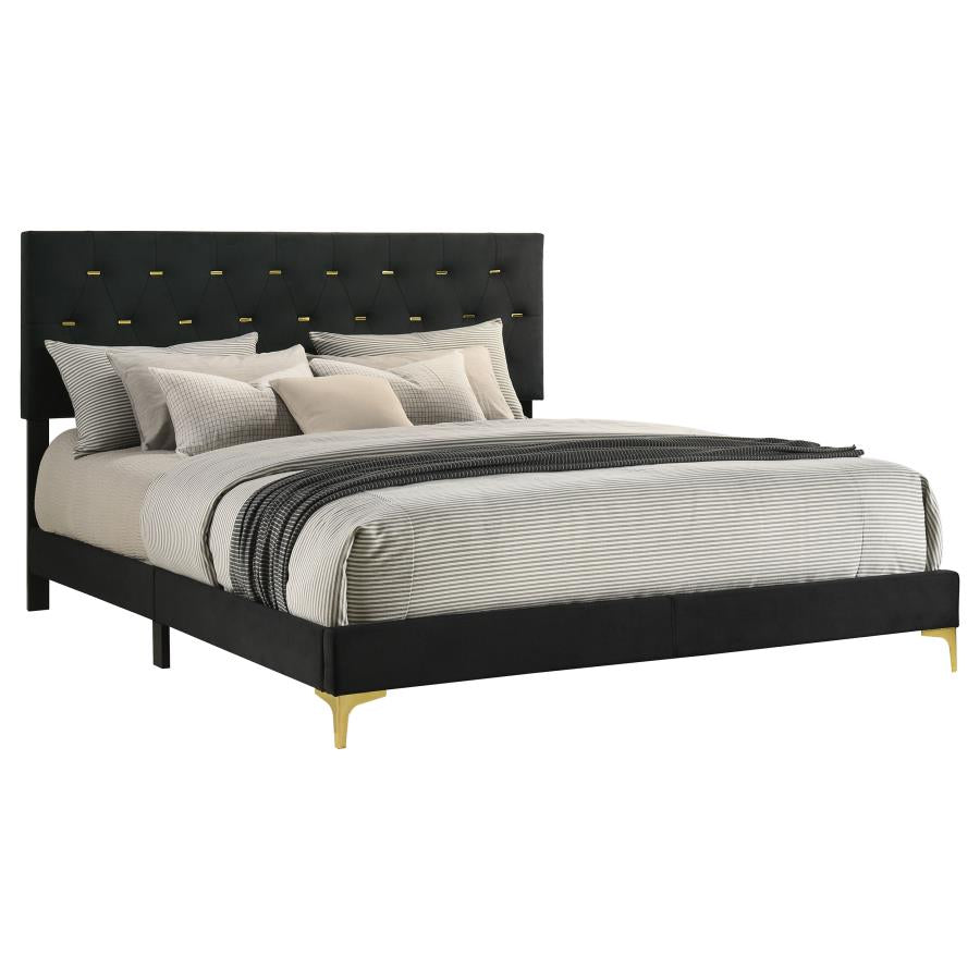 Kendall Upholstered California King Panel Bed Black - 224451KW