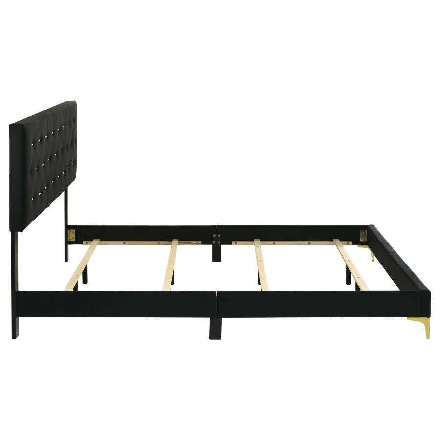 Kendall Upholstered California King Panel Bed Black - 224451KW