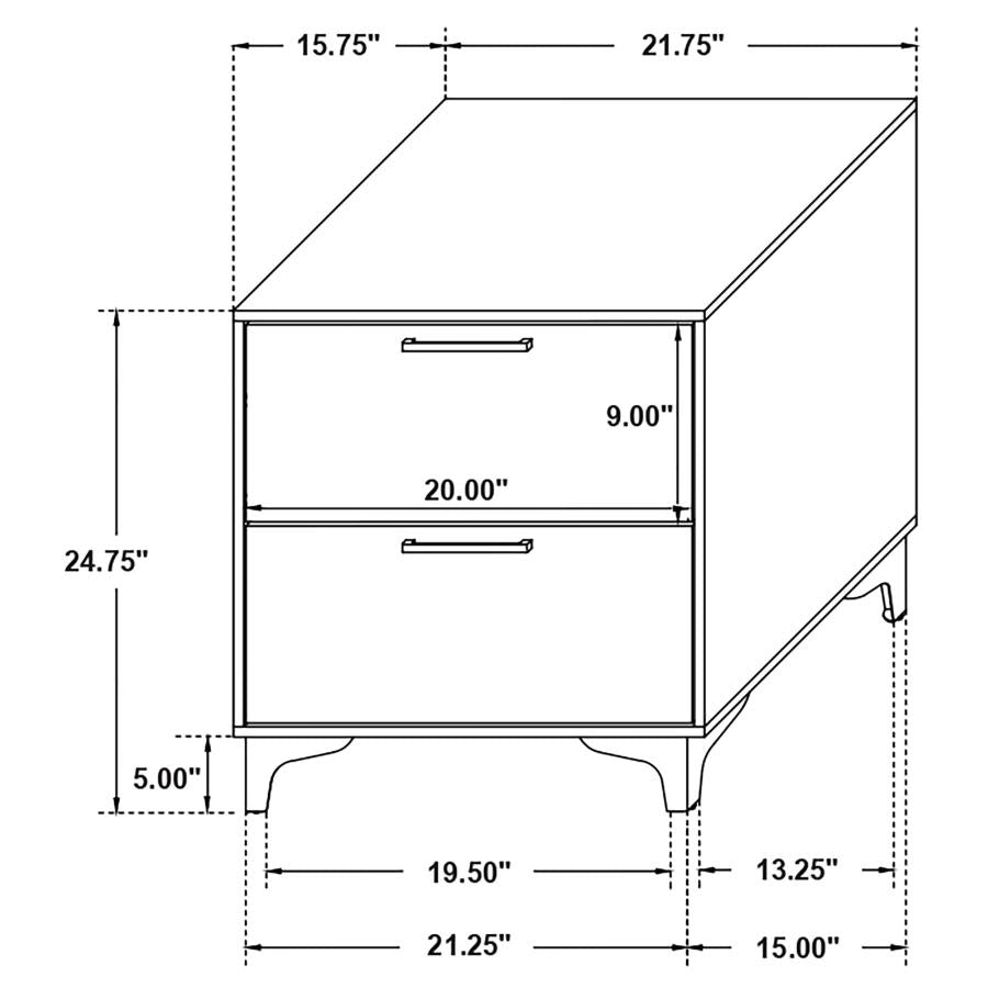 Kendall 2-drawer Nightstand Black - 224452