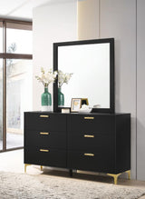 Kendall 6-drawer Dresser with Mirror Black - 224453M