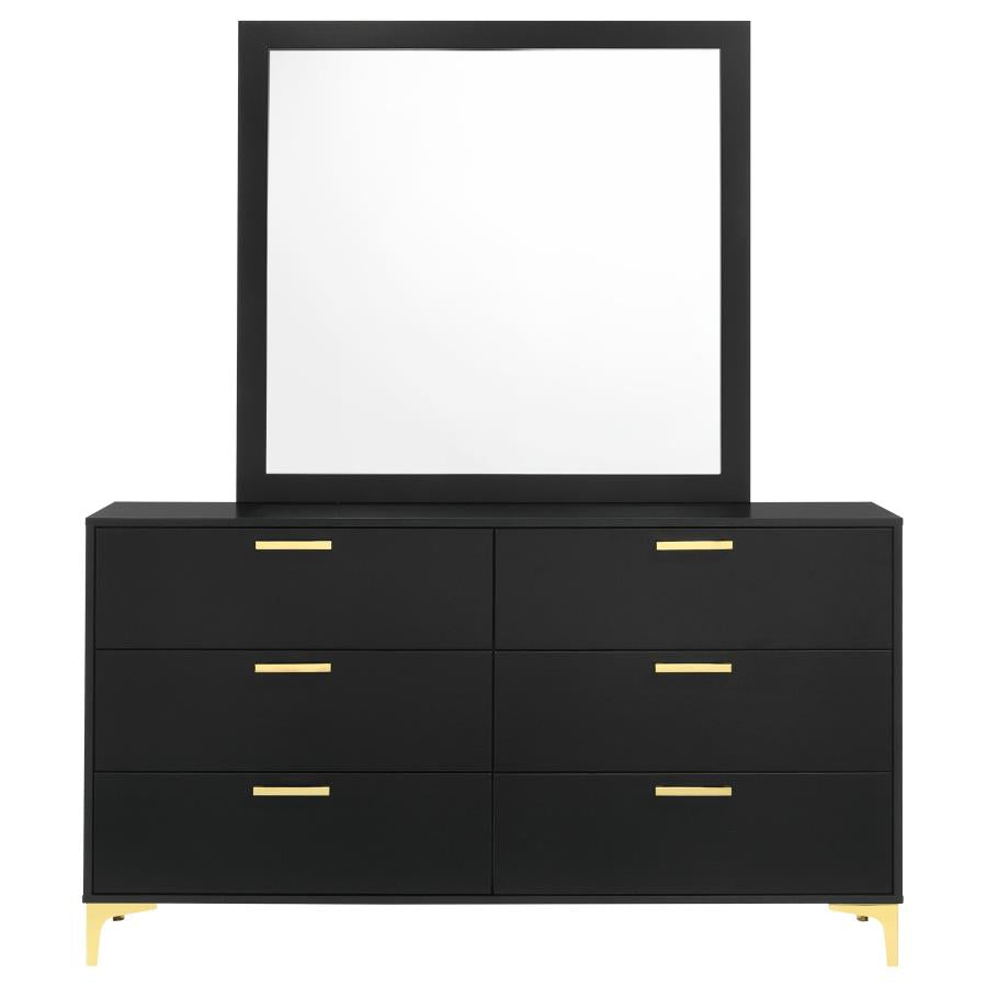 Kendall 6-drawer Dresser with Mirror Black - 224453M