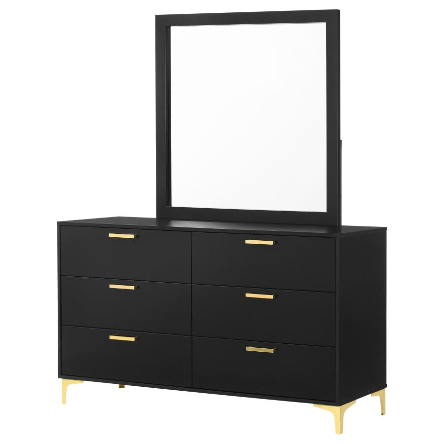 Kendall 6-drawer Dresser with Mirror Black - 224453M