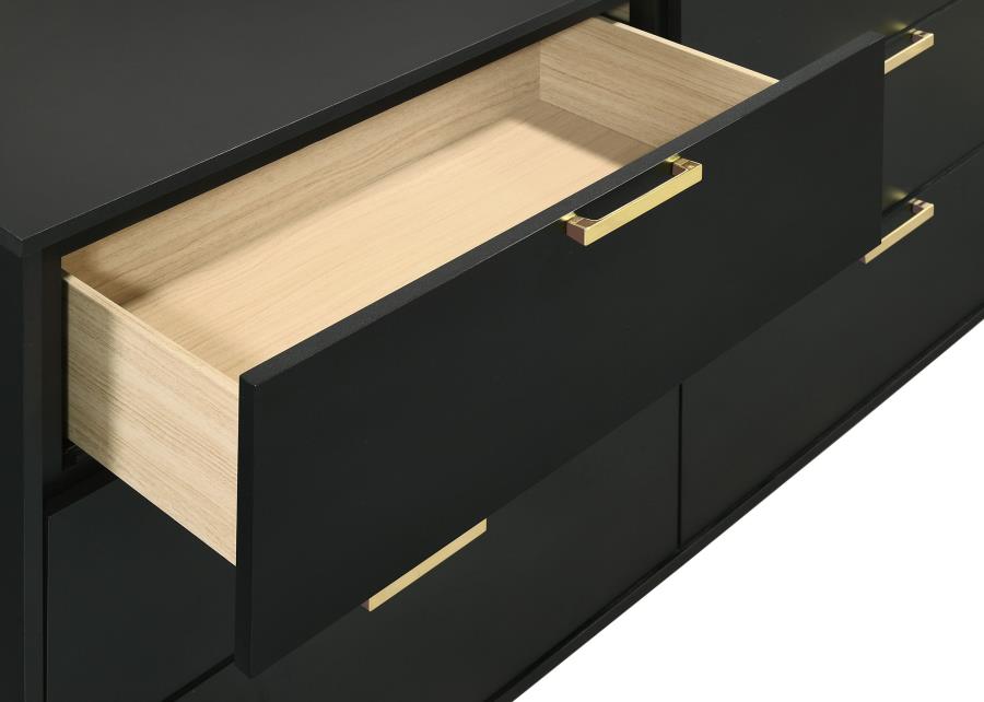Kendall 6-drawer Dresser with Mirror Black - 224453M