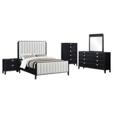 Brookmead 5-piece Upholstered Cal King Bedroom Set Black - 224710KW-S5