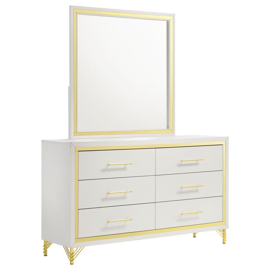 Lucia 6-drawer Dresser with Mirror White - 224733M