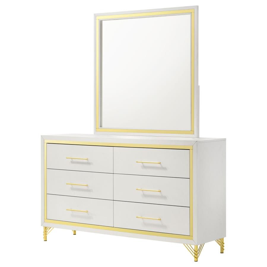 Lucia 6-drawer Dresser with Mirror White - 224733M