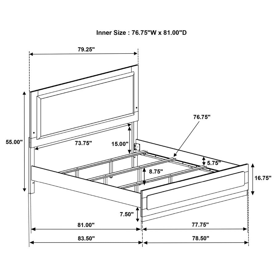 Caraway Wood Eastern King LED Panel Bed White - 224771KE