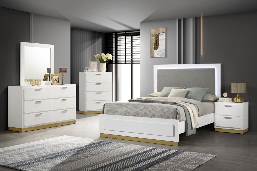 Caraway Wood California King LED Panel Bed White - 224771KW