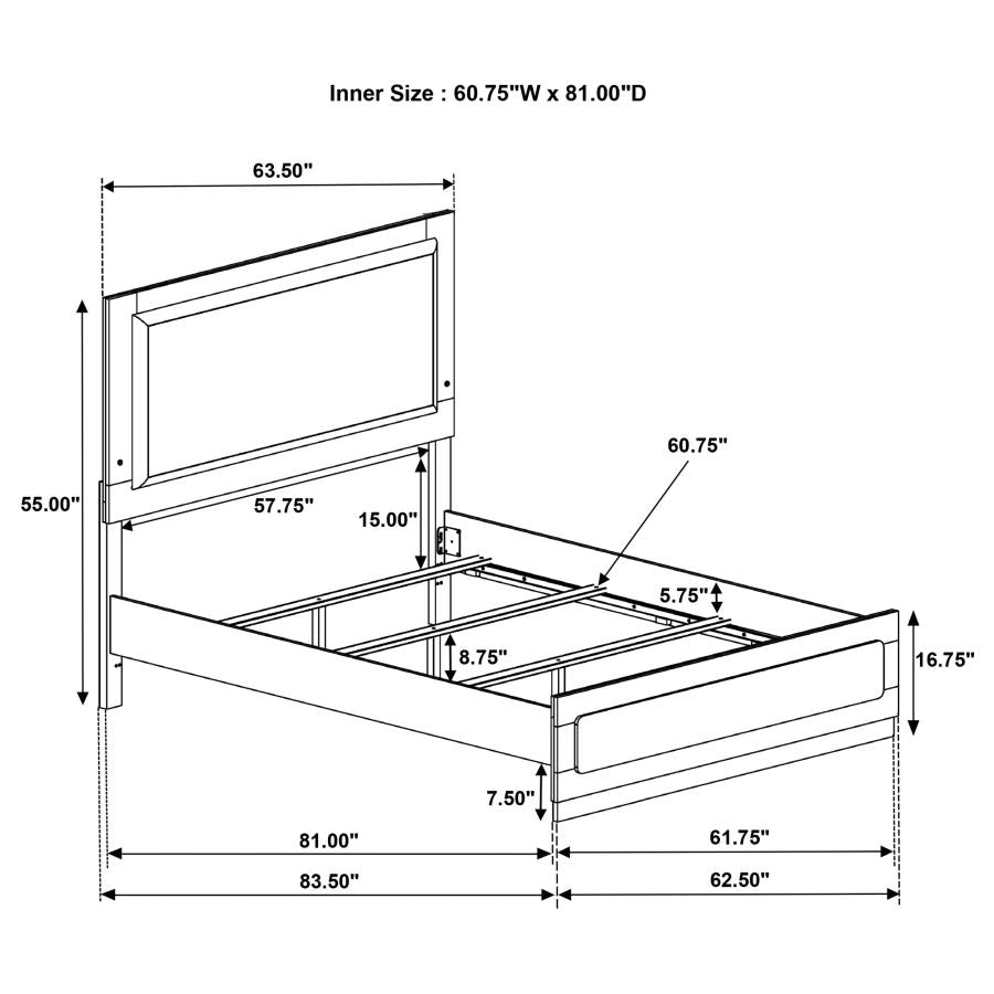 Caraway Wood Queen LED Panel Bed White - 224771Q