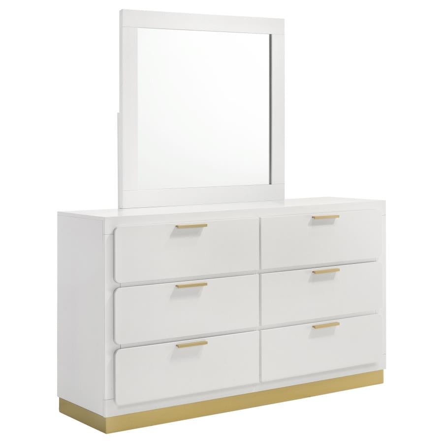 Caraway 6-drawer Dresser with Mirror White - 224773M
