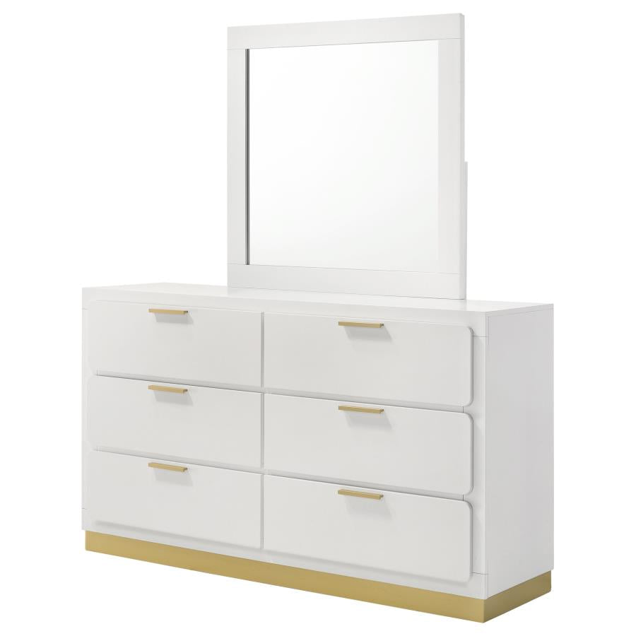 Caraway 6-drawer Dresser with Mirror White - 224773M