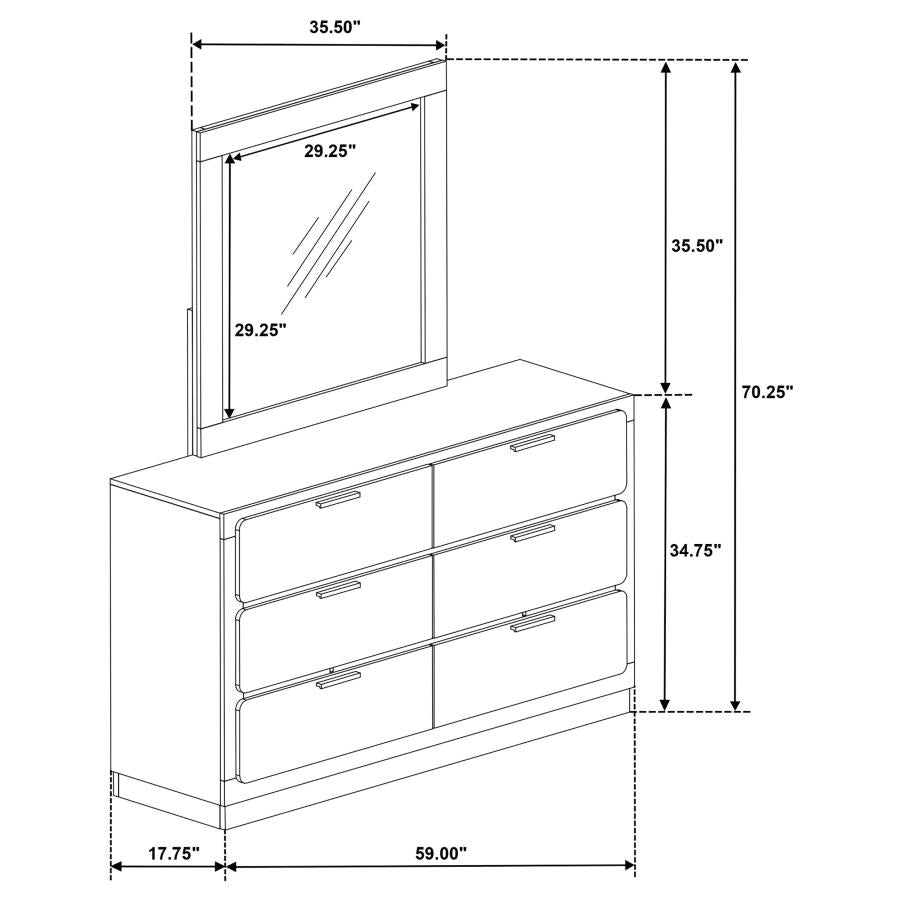 Caraway 6-drawer Dresser with Mirror White - 224773M