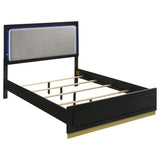 Caraway Wood Eastern King LED Panel Bed Black - 224781KE