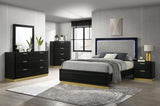 Caraway Wood Eastern King LED Panel Bed Black - 224781KE