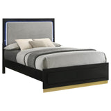 Caraway Wood California King LED Panel Bed Black - 224781KW