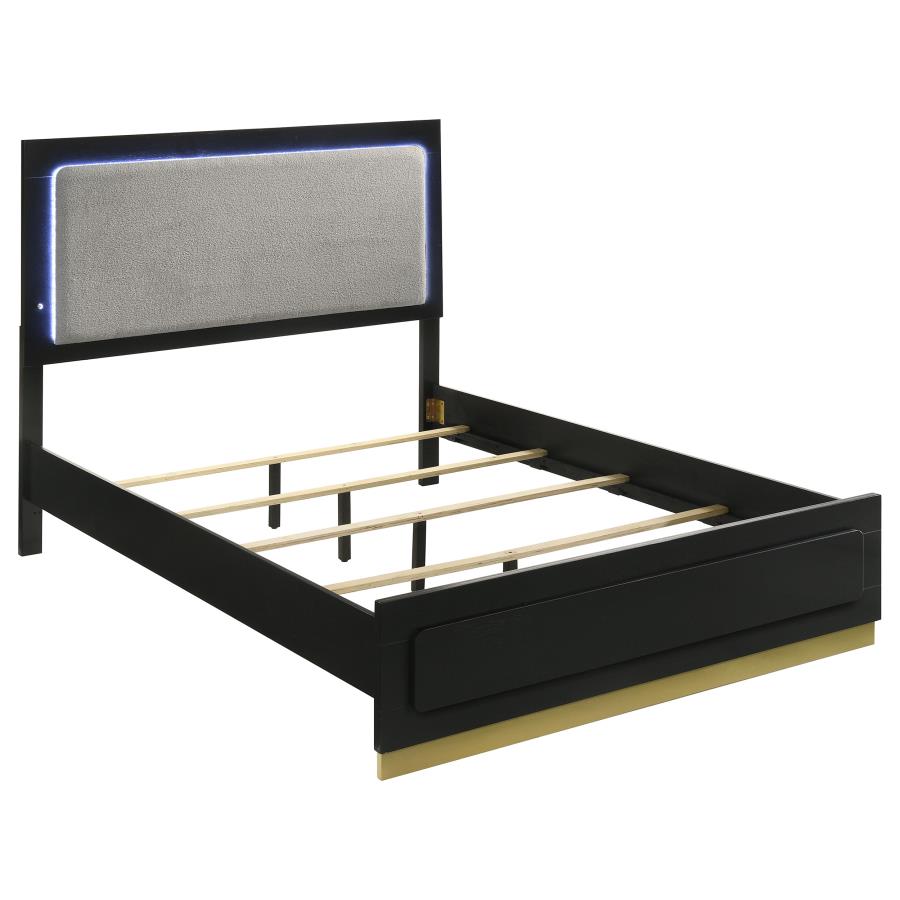 Caraway Wood Queen LED Panel Bed Black - 224781Q