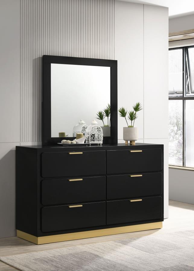 Caraway 6-drawer Dresser with Mirror Black - 224783M