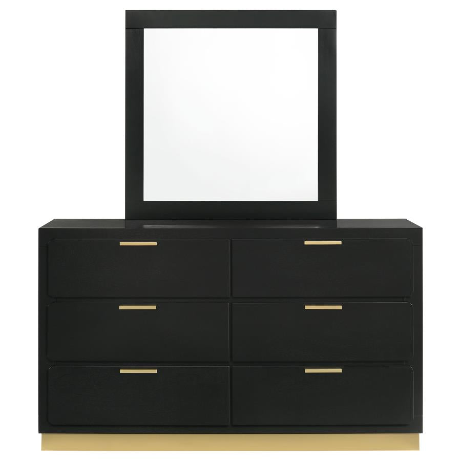 Caraway 6-drawer Dresser with Mirror Black - 224783M